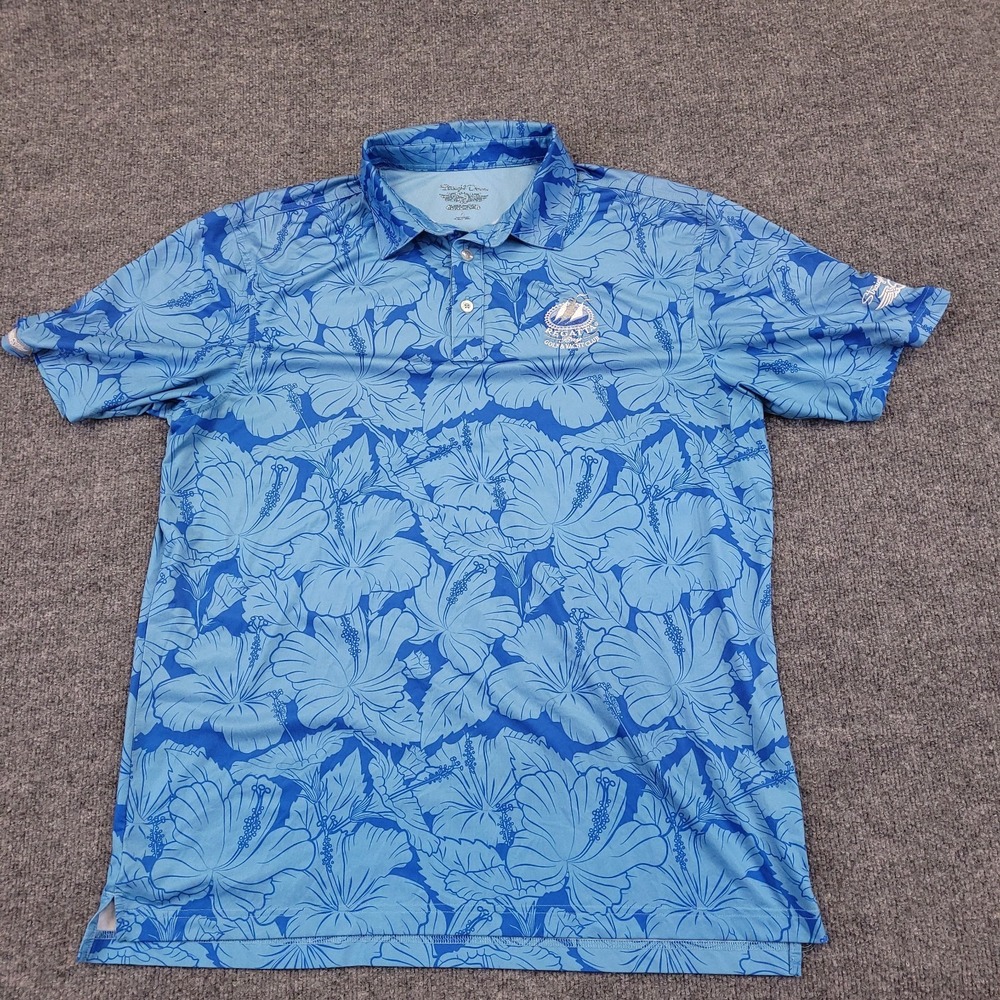 Straight Down Hawaiian Golf Polo Mens L Performance Stretch *Regatta Bay Logo